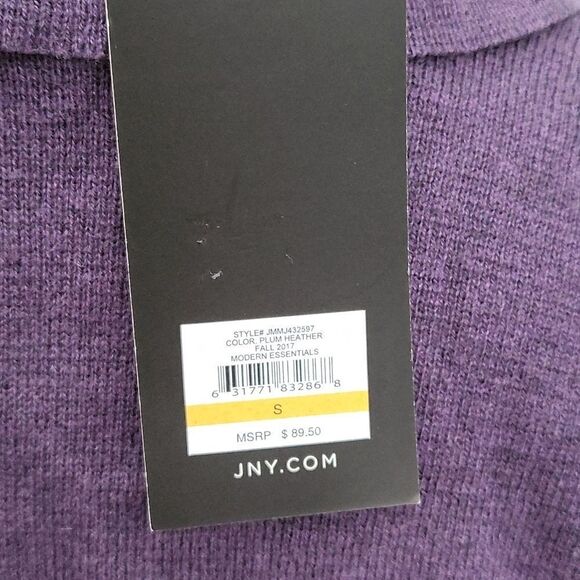 Jones New York Notch Collar Sweater Jacket-PURPLE-Small - Picture 5 of 5